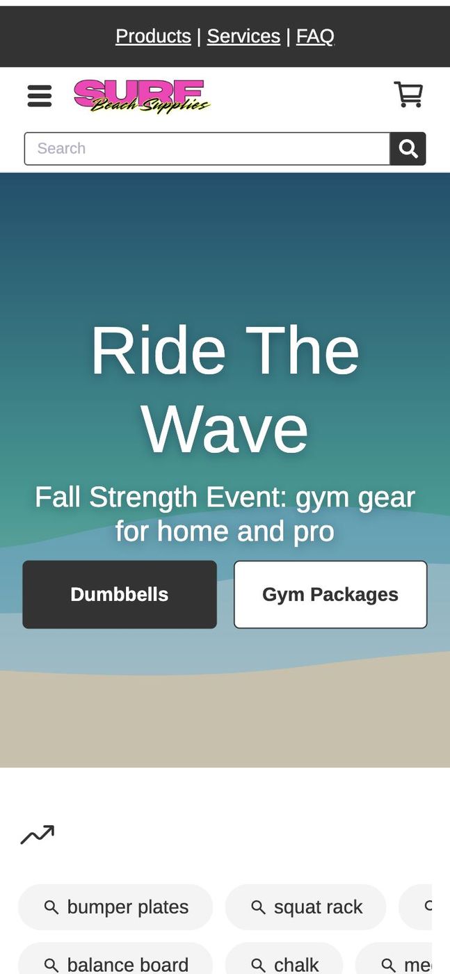 Storefront home page on a phone